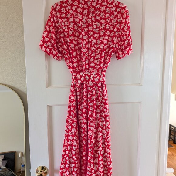 Sezane Red Cara Print Dress, Size US 2 (FR 34) - Picture 3 of 6